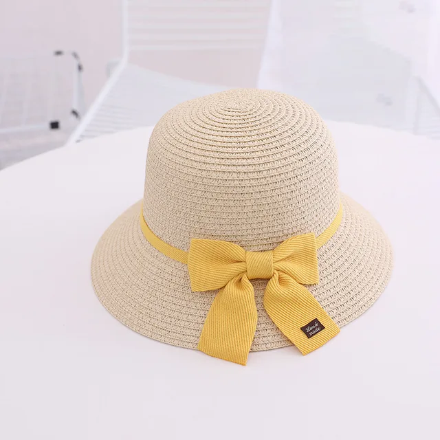 Nieuwe Kinderen Stro Hoeden Leisure Lint Hoed Buiten Anti-Uv Zonnehoed Voor Meisjes Zomer Strand Cap Panama Baby hoeden Caps AliExpress Kledingaccessoires