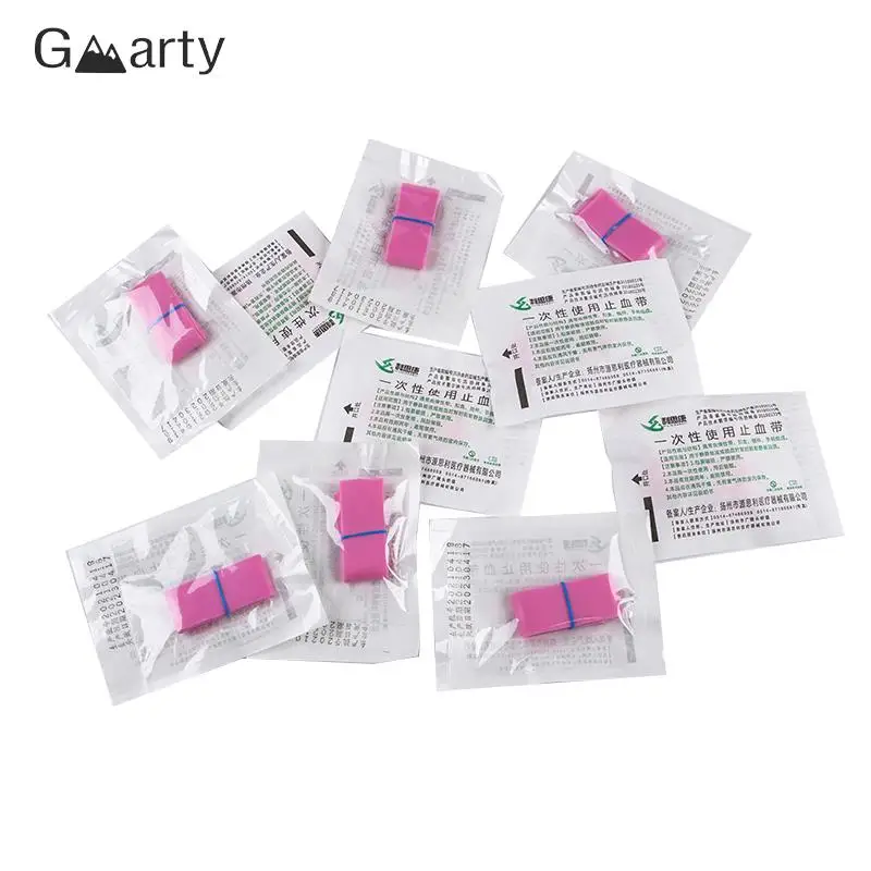 10pcs/set Medical Rubber Elastic Belt Pink Disposable Tourniquet First Aid Kit Product Disposable Tourniquet