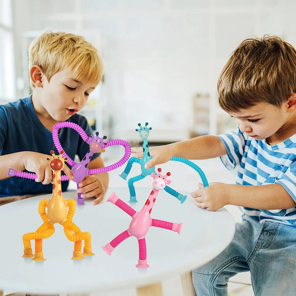 4PCS Telescopic Suction Cup Giraffe Toy Pop Tubes Fidget Toys Shape Changing Tubes Sensory Toys Funny Gift Kids Boys Girls fidget toys