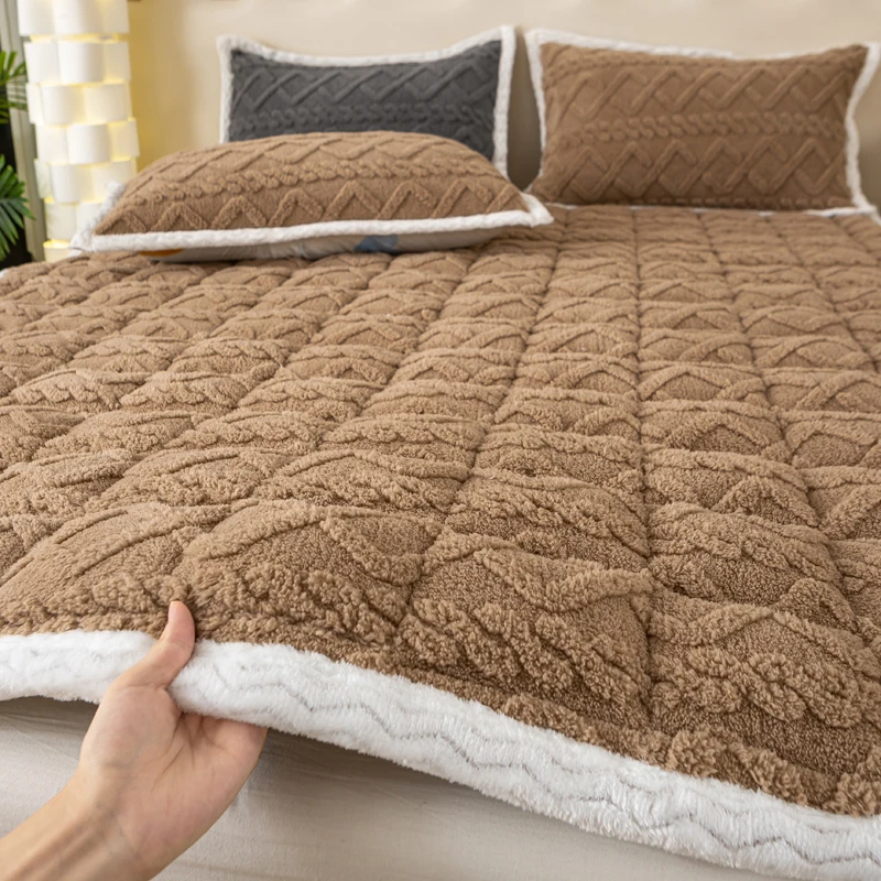 new flannel mattress thickened milk fleece quilt mattress winter household bed blanket