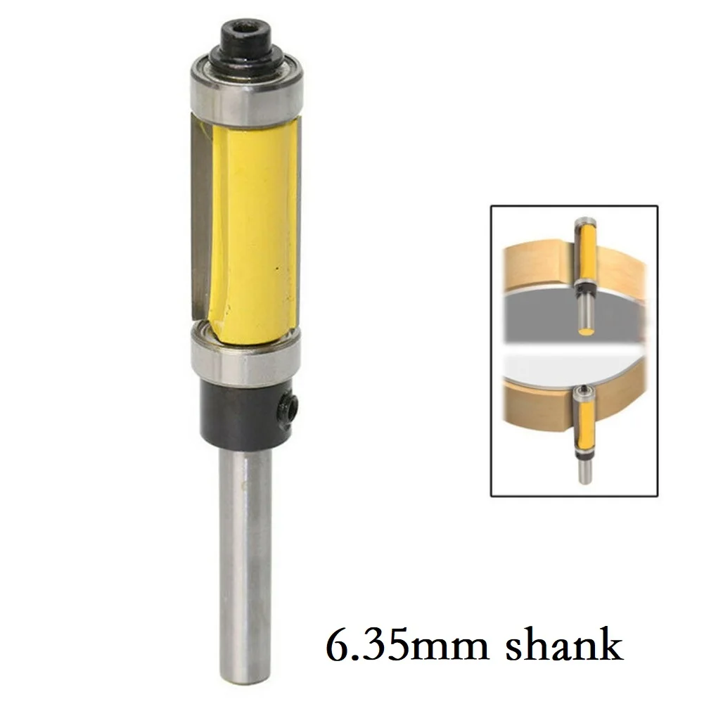 

1/4" Shank Milling Cutter Wood Carving Double Bearing Trimming Cutter Double Straight Router Bit Woodworking Cutting Tool