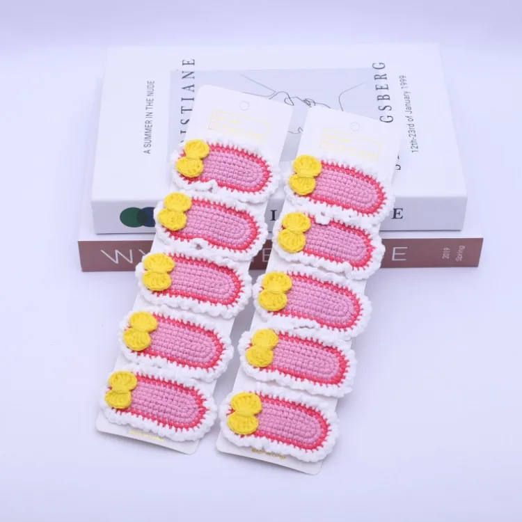 

Handmade Crochet Wool Hairpin, Cartoon Hairpin, BB Clip Knitting Hairpin, Finished Product, Girl Hair Decor, 5Pcs per Lot