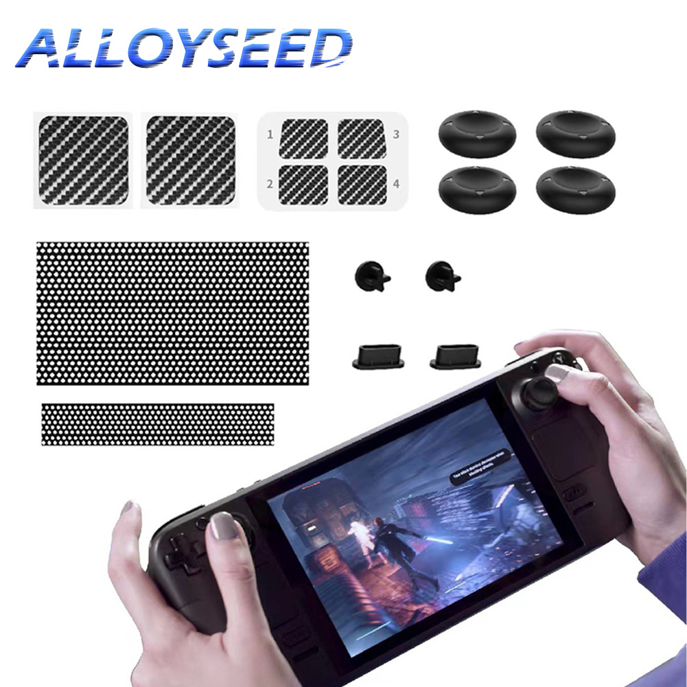 16PCS For Steam Deck Console Protective Kit Trackpad Button Stickers Dust Plug Dust Net Rocker Caps for Steam Deck Accessories