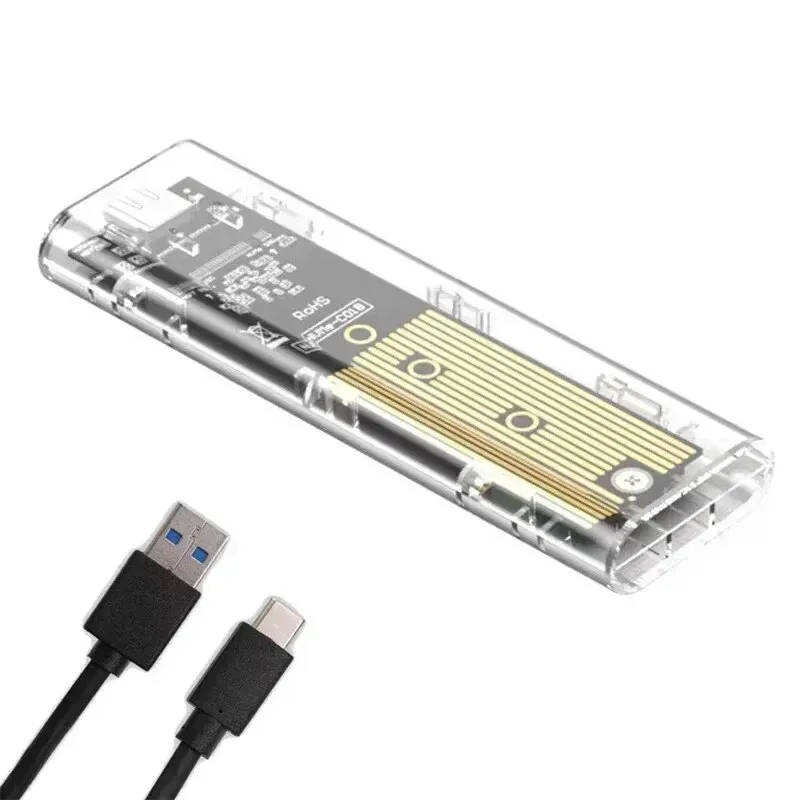 SSD Enclosure RGB M2 M.2 NVME to USB C Transparent Hard Drive for NVME PCIE NGFF SATA M/ B Key Disk