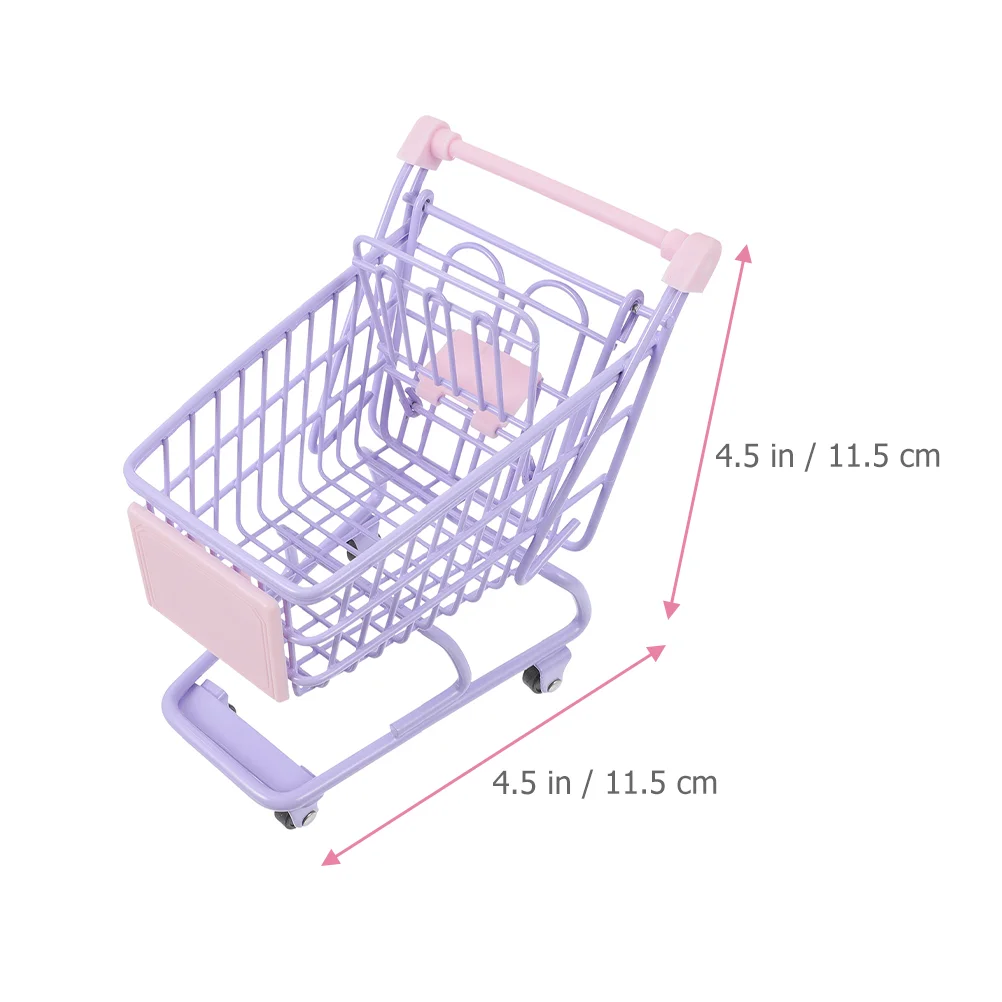 Mini Supermarket Shopping Trolley Cart Kids Shopping Cart Toys Small Grocery Cart Desktop Model Children's Toys Dollhouse Decor 3
