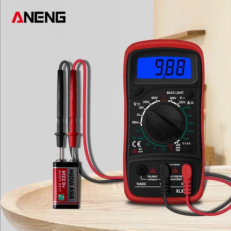 Handheld Digital Multimeter LCD Backlight Portable AC/DC Ammeter Voltmeter Ohm Voltage Tester Meter Multimetro ANENG XL830L
