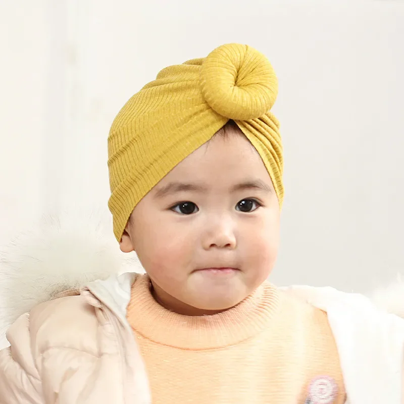 Newborn Toddler Kids Baby Girl Boy Turban Crochet Knit Beanie Hat Winter Cap Knot Solid Soft Hospital Caps Baby Accessories