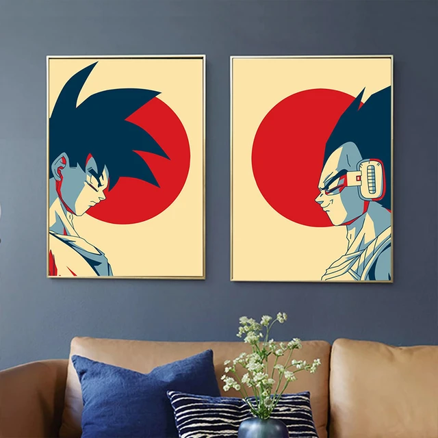 Dragon Ball Cartaz De Lona Imprimir Imagem Goku Vegeta Mural Impressões De  Arte De Parede Criança Decoração Do Quarto Sala De Estar Home Decor Cuadros  - AliExpress