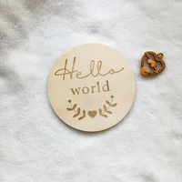Baby Wooden Milestone Card Engraved Wooden Hello World Milestone Newborn Photography Props Children Shooting Accessories 4