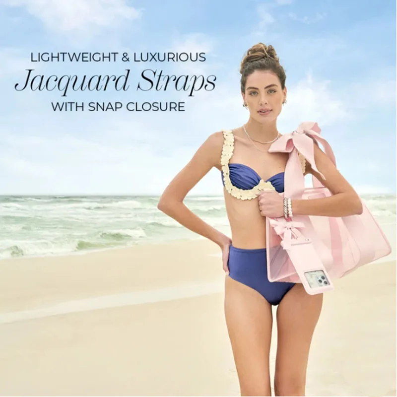 Canvas Tote Bag Summer Clear Pink Beach Bag Women Large Capacity 0.8MM PVC Handbag Bubble Soap Tote Bag with Bow