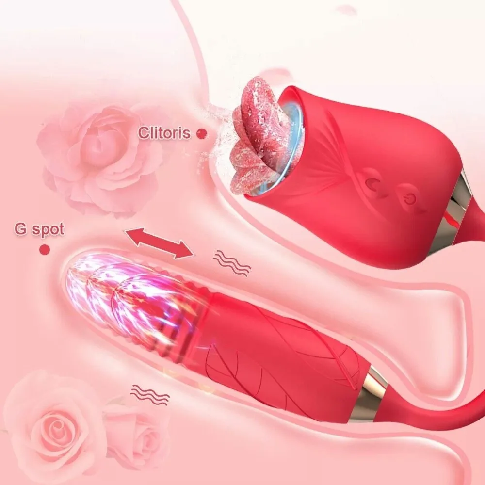 2-in-1-Vibrator zum Lecken der Zunge für Frauen, Klitoris-Nippel-Stimulator, weiblicher Masturbator mit stoßendem Vagina-Vibrator, Sexspielzeug 1