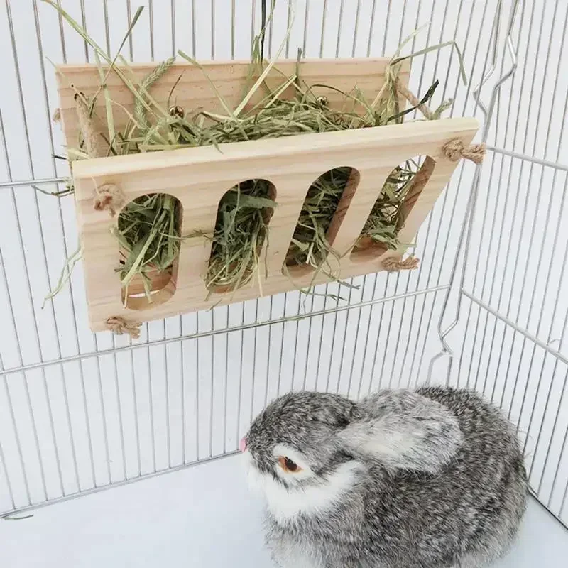 Hay Rack Foldable Wooden Hay Feeder Manger For Bunny Guinea Pig Chinchilla Small Pet Feeding Supplies 1pc rabbit hay feeder