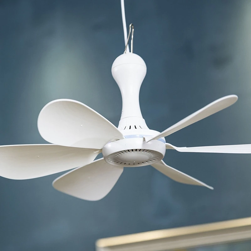 USB 5V Mini Ceiling Fan Energy-Saving 5W Silent Summer Cooling Fans Cooler for Home Dormitory Camping Tent 6 Blades