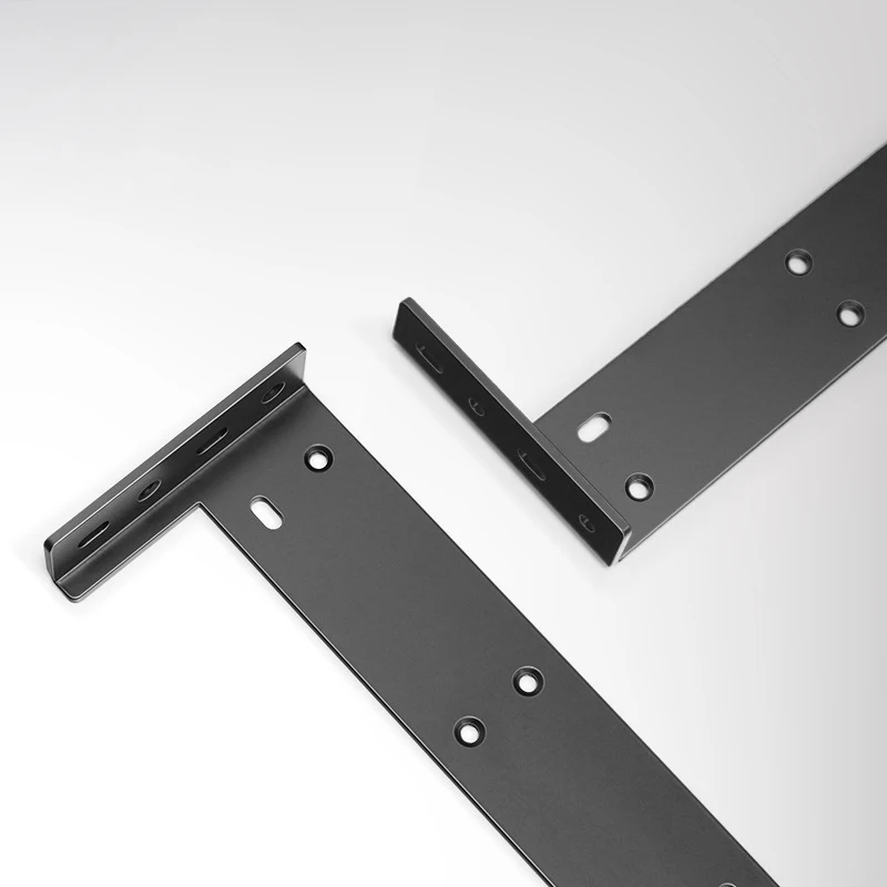 2 Stück robuste schwarze schwebende Regalhalterungen in L-Form zur Wandmontage für Arbeitsplatten und Schränke – Detail 3