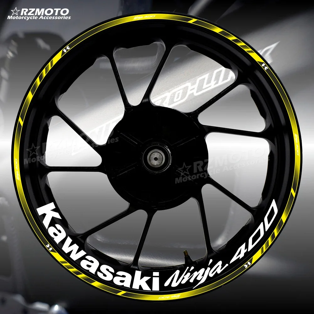 RZMOTO 17 Inch Motorcycle Front Rear Decal Wheel Hub Waterproof Reflective Rim Stickers For