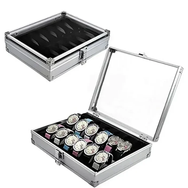 Aluminium Watches Box 12 Grid Slots Jewelry Watches Display Storage