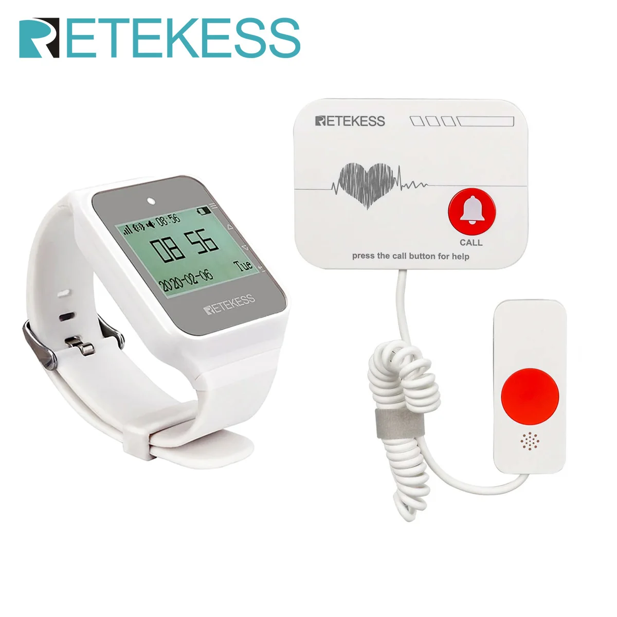 

Retekess Nurse Call Alert Patient Help System Caregiver Pager Watch Handle Call Button For Elderly Nursing Home Clinic Disabled