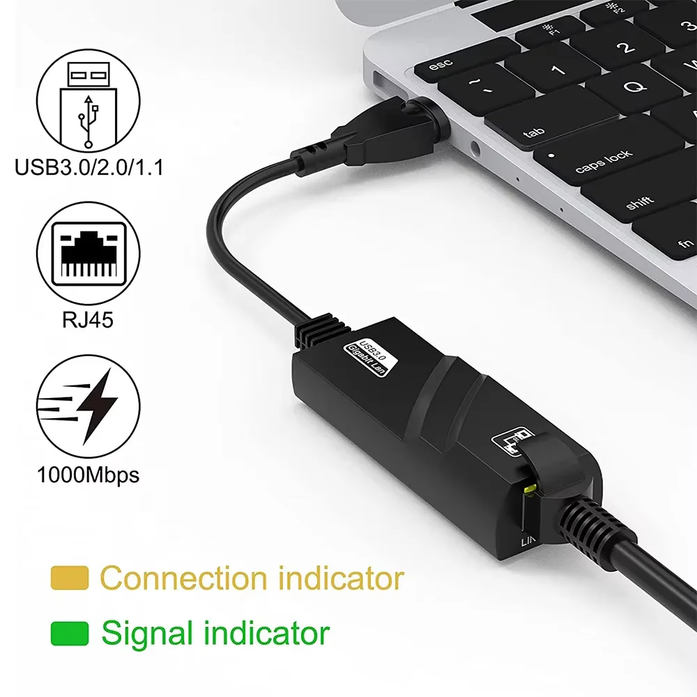 10/100/1000Mbps USB 3.0 유선 네트워크 카드 USB to RJ45 타입 C to RJ45 LAN 이더넷 어댑터 PC 맥북 윈도우 노트북 게임용