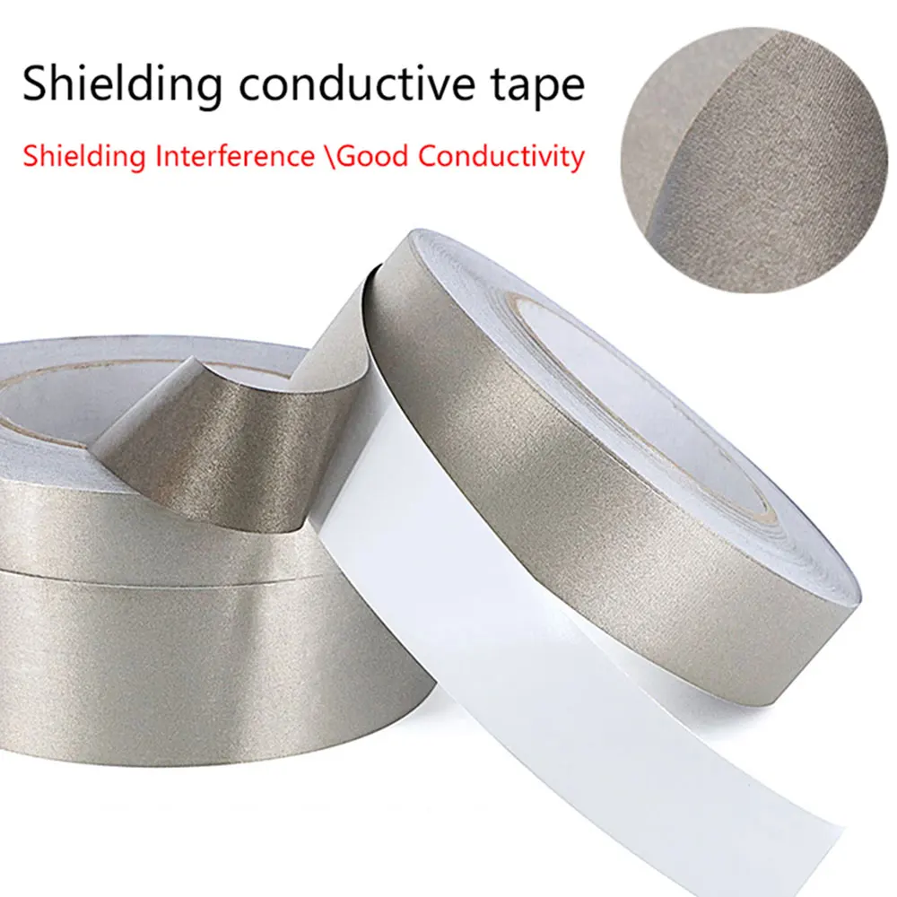Silver Conductive Fabric Tape for Electromagnetic Interference Shielding, 20m Roll