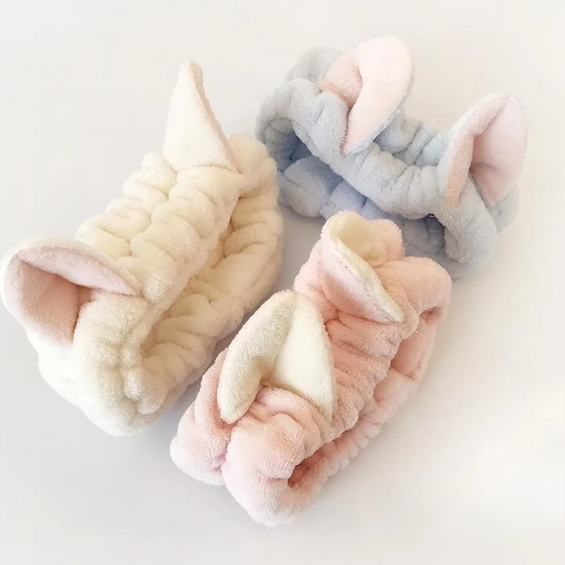 Women's Coral Fleece Cat Ear Headband - Ultra-Soft Skincare & Makeup Accessory,  Non-Slip  Design for  At - Home  Use