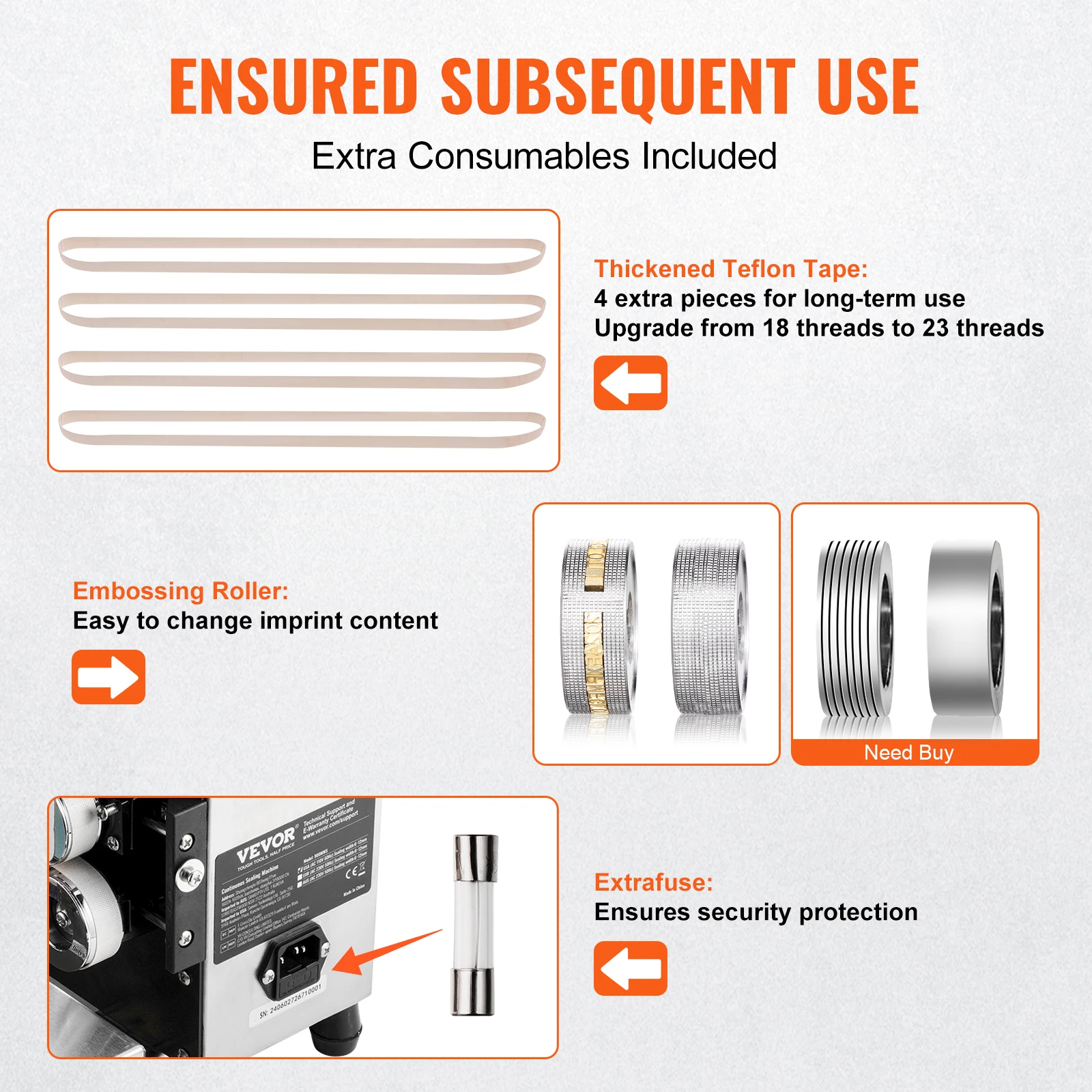 SucceBuy Horizontal Bag Band Sealing Machine Continuous Band Sealer with Digital Temperature Control for 0.02-0.8mm Plastic Bags