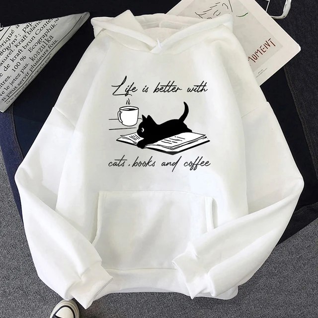 Life Is Better With Coffee And Books Sweatshirt – Funny Reading Quote, Unisex, Comfort Fit