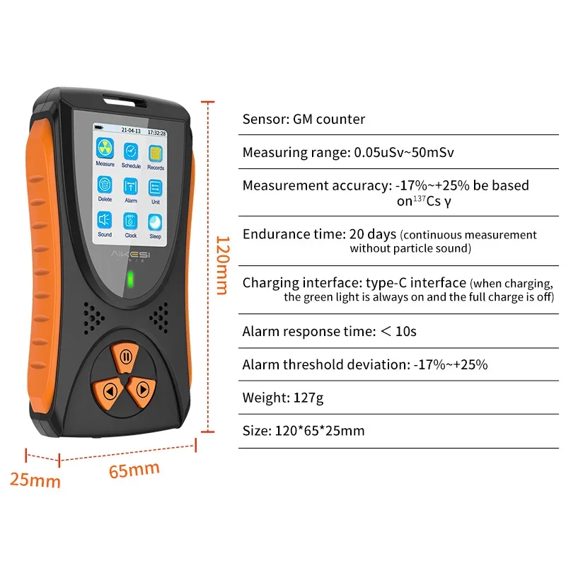 HFS-10 Geiger counter Nuclear Radiation Detector X-ray Beta Gamma Detector Geiger Counter Dosimeter Lithium battery 5