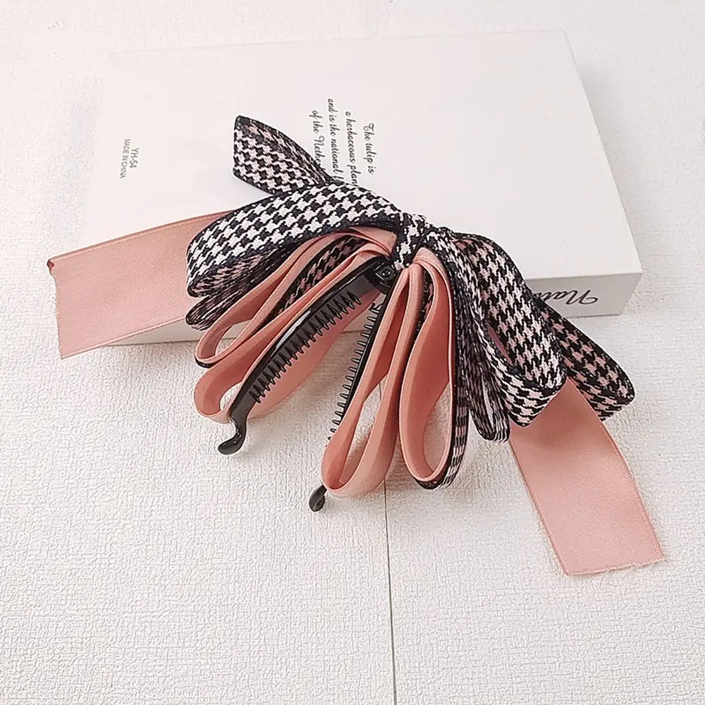 

Украшение для волос из смолы, искусственная твидовая Лапка, темпераментная одежда для волос в Корейском стиле, женские аксессуары для волос, банановый зажим с бантом, вертикальный зажим