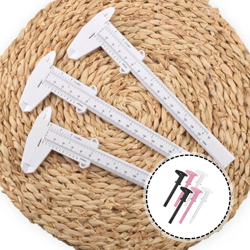 

6 Pcs Thrush Locating Rule Eyebrow Double Scale Ruler Make up Portable Calipers Plastic for Small Measuring