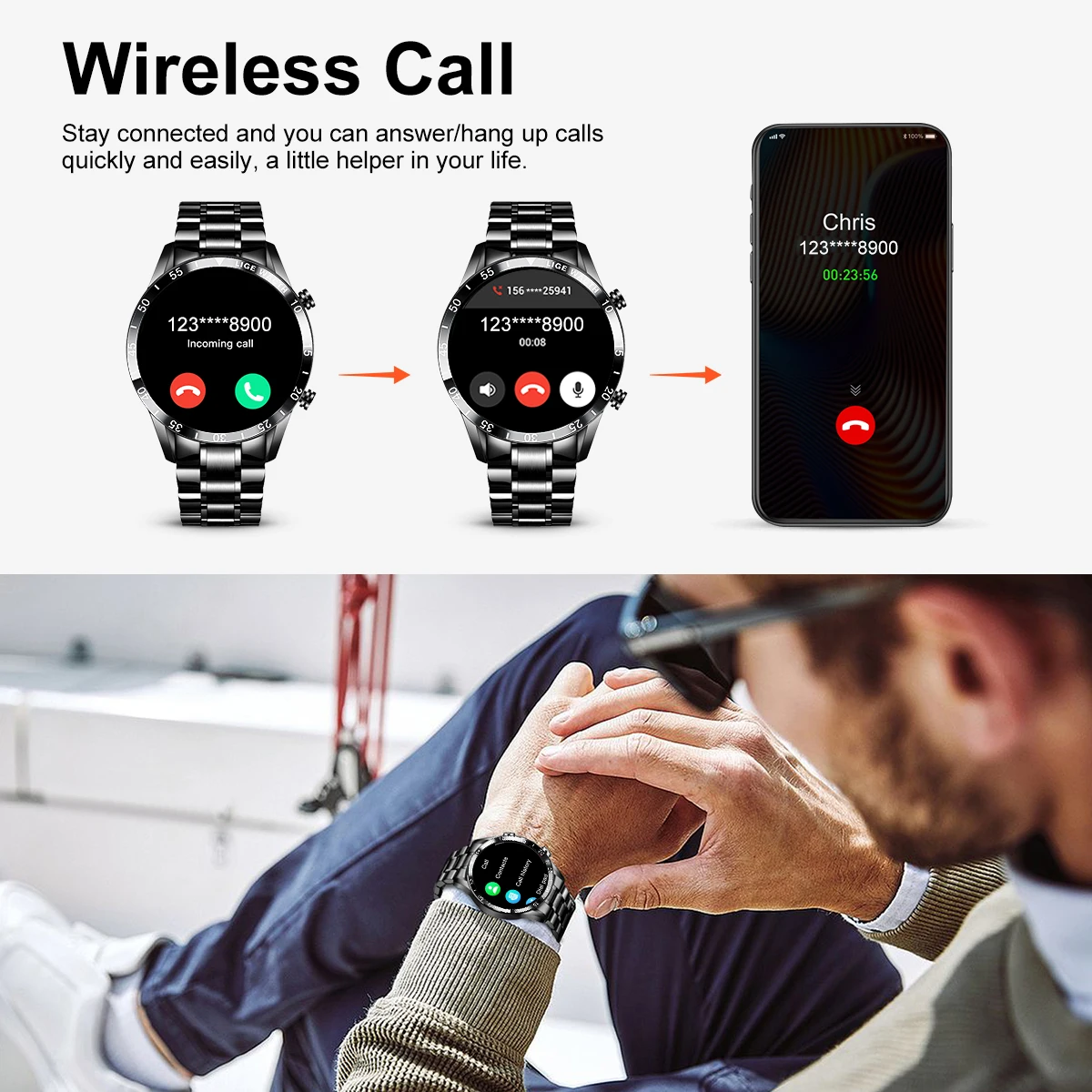 LIGE Smart Watch Men Fashion Full Touch Luxury Bluetooth Call Smart Watches Men Waterproof Sport Fitness Smartwatch For Men 2025 4