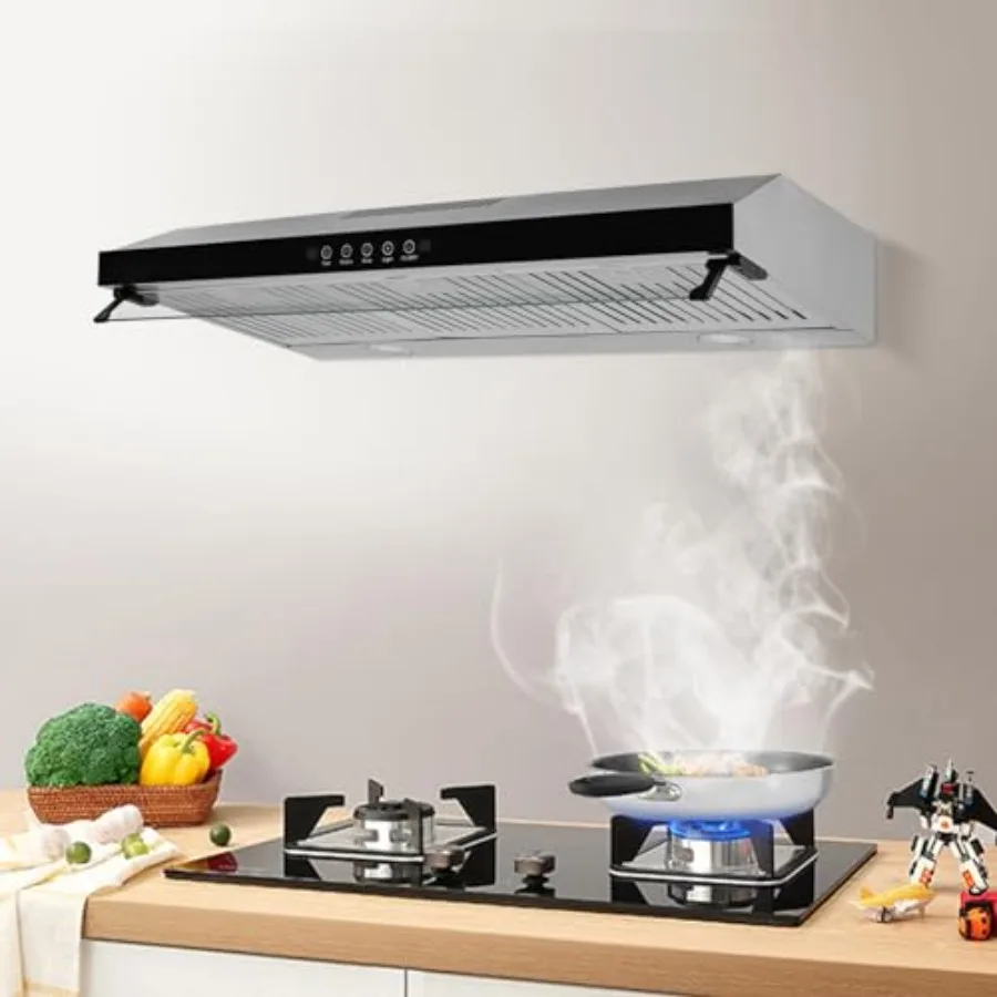 36 inch Under Cabinet Range Hood with 760CFM Adjustable Exhaust Fan Slim Stainless Steel Design for Kitchen Stove Ventilation I