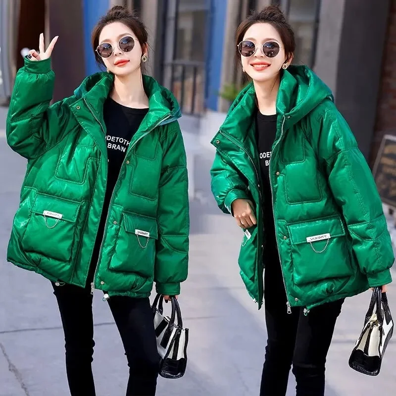 2023 New Fashion Winter Jacket Women Loose Parkas Hooded Female Solid Thicken Warm Down Cotton Jackets Snow Wear Coat Outwear