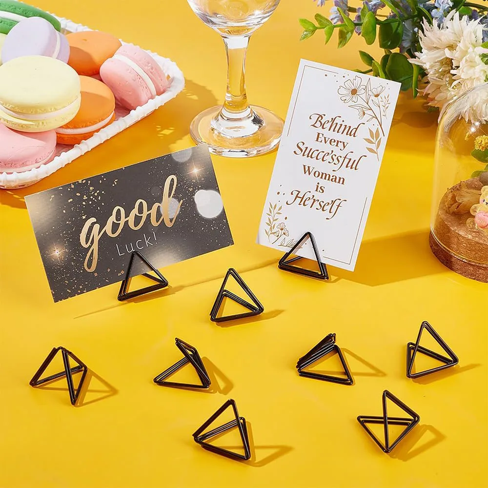 10pcs Metal Triangle Place Card Holders Photo Clip Stands for Wedding Birthday Party Home