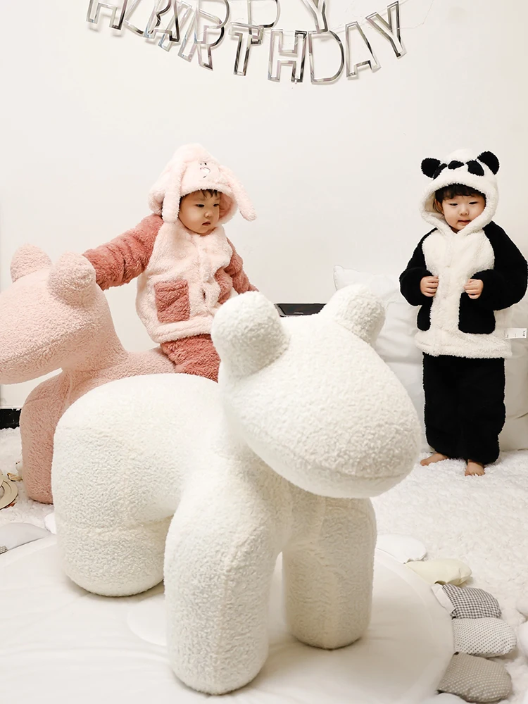 Home Furniture Armchairs Pony Chair Outdoor Children's Low Stool Small Sofa Cartoon Animal Ornaments Living Room Accessories