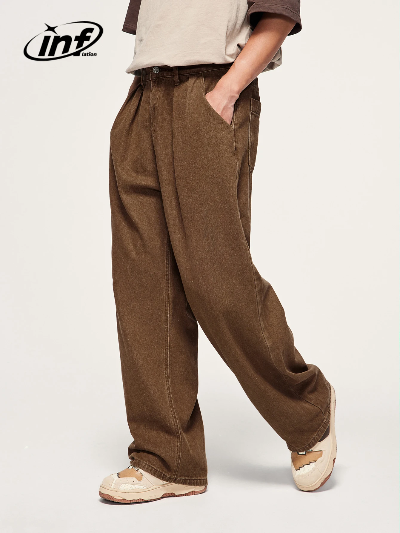 Brown Retro Washed Denim Pants Unisex Classic Straight Leg Jeans Male Trouesr Plus Size denim pants denim trousers
