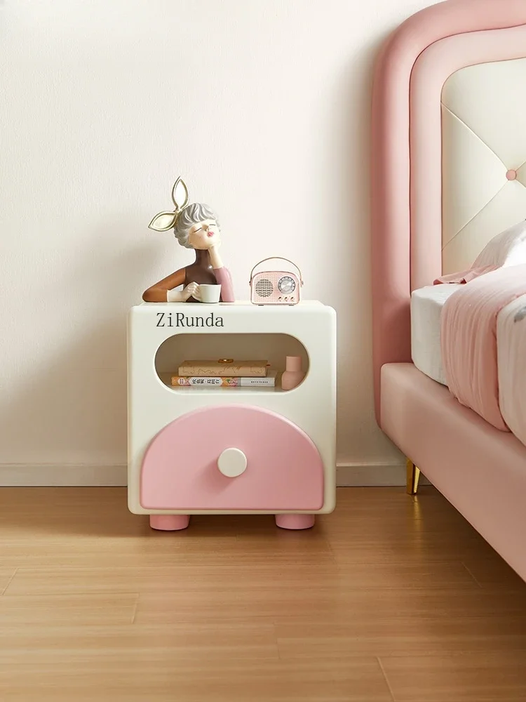 Children's bedside table girl pink simple modern shelf cabinet locker