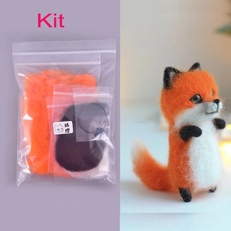 Unfinish Fashion Siamese Hawksbail Tabby Civet Cat Kitty wool doll women handmade needle felt kit package 1Kit for kids