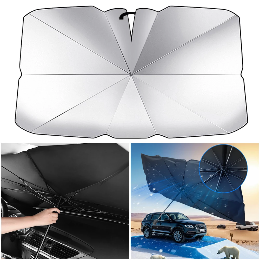 Windshield Sun Shade Umbrella Foldable Keeps Vehicle Cool Windshield UV Ray Reflector Sun Visor Blocks UV Rays Block