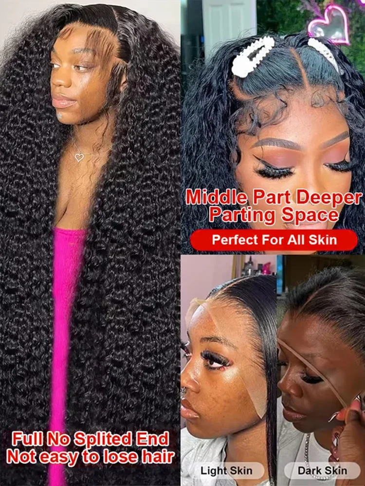 250 Density Human Hair Wigs 100% Transparent Curly Wigs 13x6 Hd Lace Frontal Wig Brazilian High Density Deep Wave Wigs 42 Inch