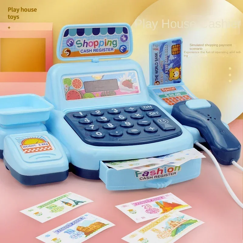 Cash Register Toy Simulation Supermarket Cash Register Toys Set With Lighting Sound Effects Calculation Checkout Early Education supermarket cashier toys cash register playset