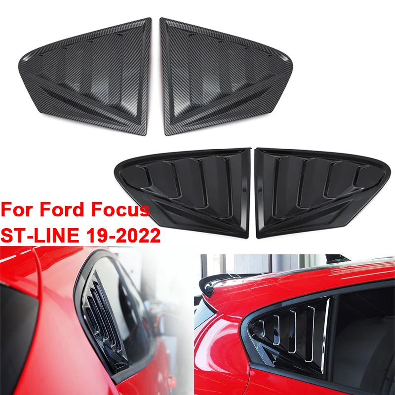 For Ford Focus ST-LINE MK4 Window Side Louvers Vent Hatchback 2019 2020 2021 2022 Car Style ABS Trim Frame Carbon Fiber black