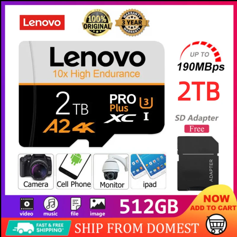 Top Lenovo Original Ultra Micro Tf Sd Card 128/256/512Gb 1Tb Micro Card Sd/Tf Flash Card Memory Card Tf Card Dropshipping Per Pc
