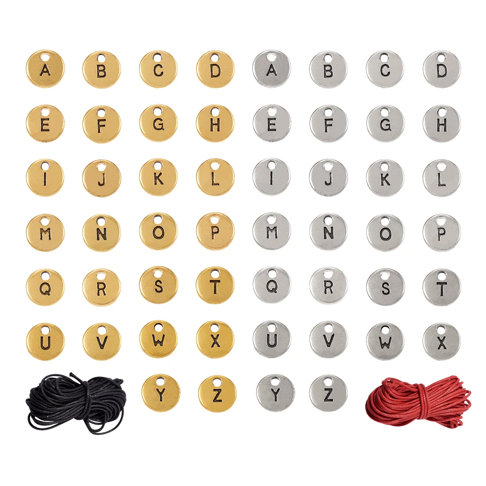 

DIY Initial Couple Bracelet Making Kits With Zinc Alloy Letter Charms Waxed Cotton Thread Cords For Bracelet Jewelry Accessories
