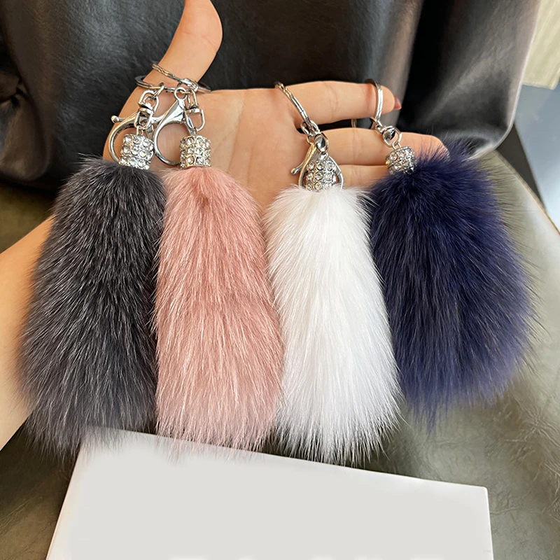 

1PC Long Car Pendant Fur Personality Simple Tail Key Chain Lovely Plush Ornaments Fashion