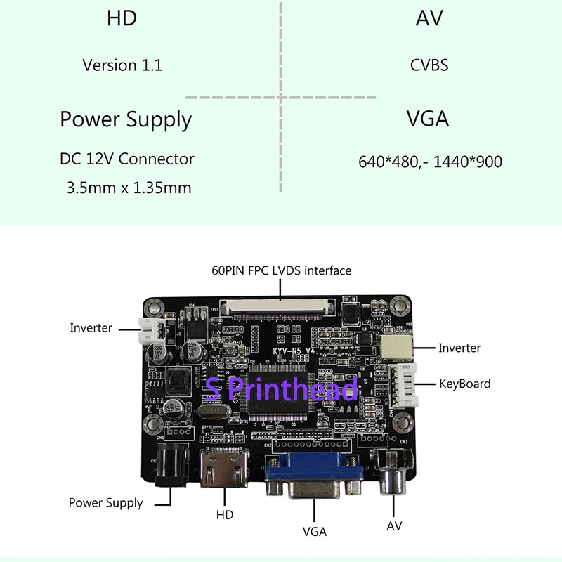 brilho 500nit painel com HDMI VGA AV