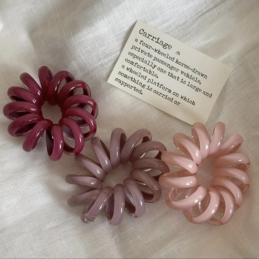 3pcs Elegant Spiral Hair Scrunchies - High Elasticity, Stylish Phone Cord Headbands, Perfect for Spring & Summer