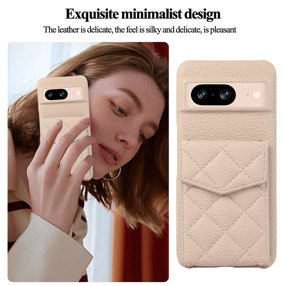 Shoulder Straps Crossbody Vertical Cards Solt Wallet Leather Bag Case For Google Pixel 9 Pro 8A 7 Pro 7A 6A 6 pro Lanyard Cover