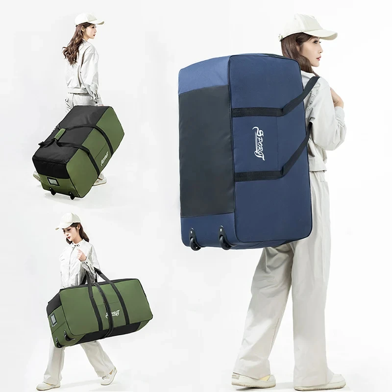 Sac polochon à roulettes grande capacité voyage en plein air escalade randonnée Camping Trekking sac à dos sac à vêtements roulant sac à main de bagage