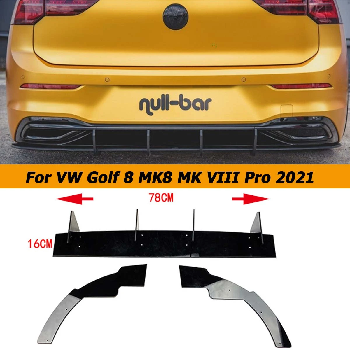 MK8 Rear Bumper Diffuser Side Splitter Spoiler Lip Body Kit Guards For