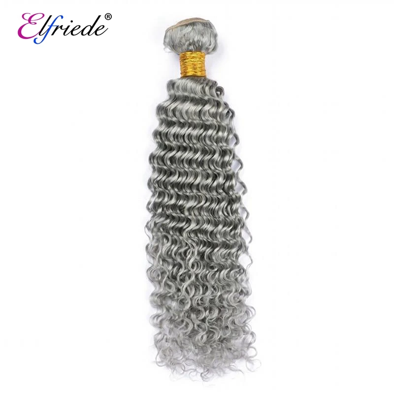 Elfriede Grey Deep Wave Colored Human Hair Bundles Human Hair Extensions Brazilian Remy 3/4 Bundles Deals Wefts